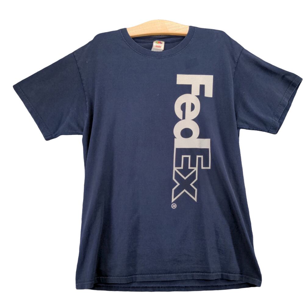 FedEx Federal Express March of Dimes T Shirt Size L Blue Double Sided Graphic